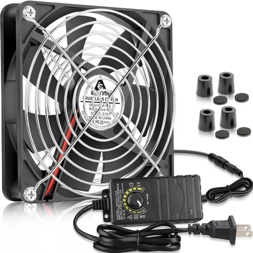GDSTIME Ventilador de 140 mm x 25 mm para computadora con enchufe AC, 110 V 120 V 220 V 240 V CA, controlador de velocidad variable de 4 V a 12 V
