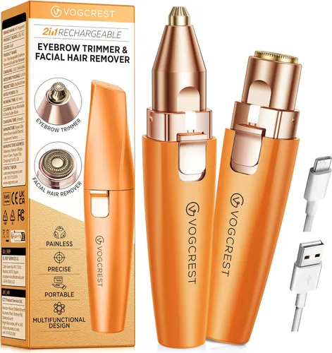 Miniatura 10 de Removedor recargable de cejas y vello facial para mujeres, maquinilla de afeitar 2 en 1 con luz LED integrada para depilación sin dolor Blanco