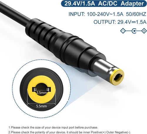 Miniatura 2 de Cargador de batería de litio de 29.4V, 100V-240V a 24V 1A AC/DC adaptador de fuente de alimentación conmutada con 5525 enchufes para la mayoría