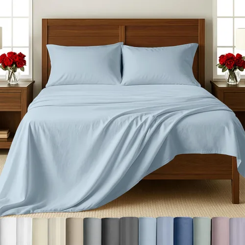 Miniatura 14 de California Design Den Sábanas de cama tamaño individual, sábanas suaves de 100% algodón con bolsillos profundos elásticos, 500 hilos satinados, 13