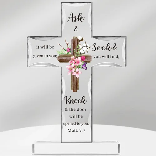 Regalos Cristianos de Acrílico Chunful para Mujer y Hombre Cruz de Jesús Religiosa y Decorativa con Versículos de la Biblia y Oraciones Cruz de