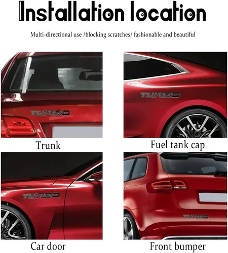 Miniatura 6 de Emblema de Coche Turbo, Insignia Turbo de Metal 3D para Guardabarros Lateral del Cuerpo del Auto y Maletero, Calcomanía Adhesiva de Decoración