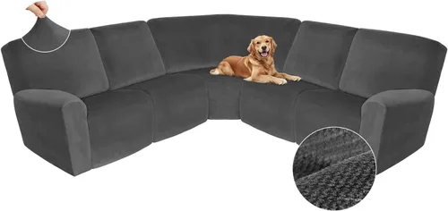 Miniatura 474 de Arfntevss Fundas de sofá seccional reclinable de terciopelo, Funda de sofá seccional de esquina para sofá reclinable, Funda elástica suave
