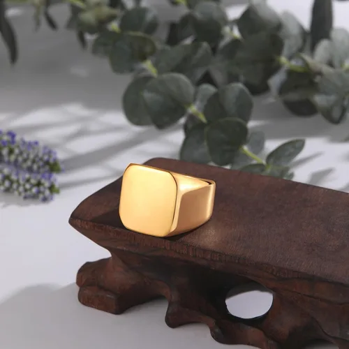Miniatura 9 de Anillo de motero enhong, sello, anillo de acero pulido sólido, para hombre, ideal como regalo, tamaño de 17-38cm, color oro, negro o plata