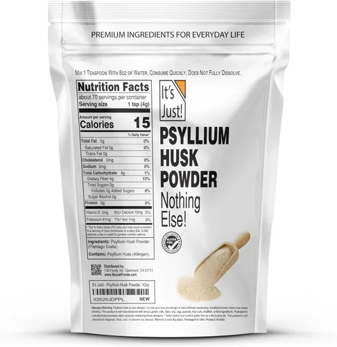 Miniatura 2 de It's Just! - Polvo de cáscara de psyllium, fibra dietética fácil de mezclar, limpia tu sistema digestivo, polvo finamente molido, ideal para hornear