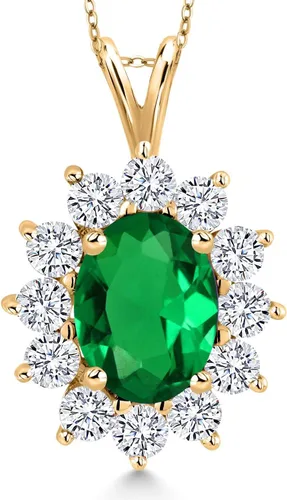 Miniatura 32 de Gem Stone King Collar con piedra natal ovalada de plata chapada en oro amarillo de 18 quilates, ovalado de 0.315 x 0.236 in, collares con colgante