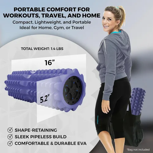 Miniatura 4 de Rodillo de espuma vibratoria, rodillo ergonómico de punto de activación para fitness, terapia corporal y recuperación muscular, por Nordic Lifting