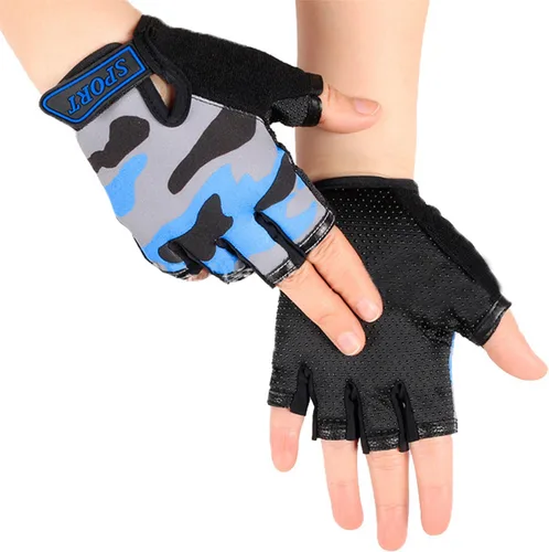 Miniatura 26 de Guantes de ciclismo sin dedos para niños, transpirables, antideslizantes, absorben los golpes, guantes de ciclismo para niños, niñas, niños, pesca