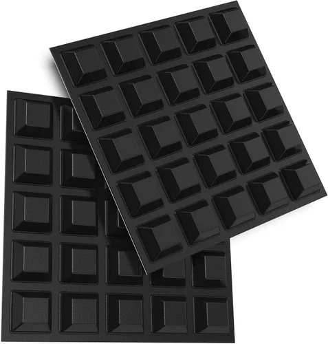 Miniatura 12 de Pies de goma negras (paquete de 53) almohadillas autoadhesivas – Parachoques cuadrados altos adhesivos para electrónica, altavoces, laptop, Negro