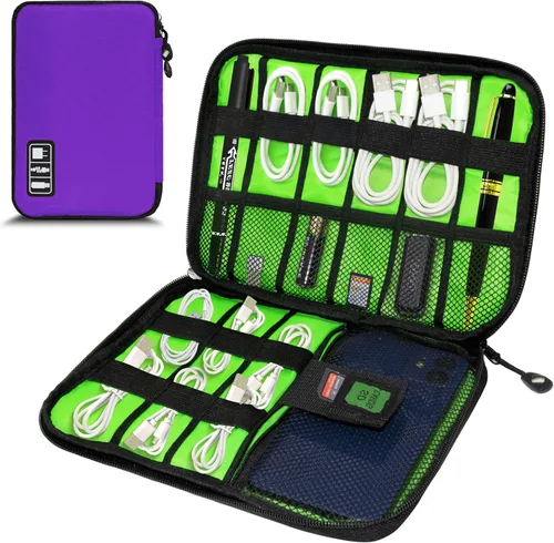 Miniatura 10 de Organizador de Electrónica, Funda Organizadora de Cables de Viaje, Bolsas Organizadoras de Cables Portátiles, Estuche de Almacenamiento