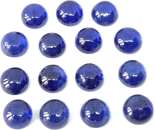 Miniatura 6 de Cabujón de forma redonda de zafiro azul, piedra trasera plana, piedra preciosa lisa pulida suelta tamaño 0.118 in, 0.157 in, 0.197 in, 0.236 in