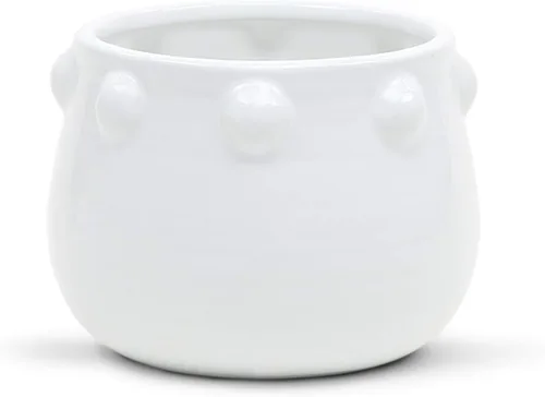 Miniatura 5 de WGVI WGV - Jarrón de cerámica, 7.5 x 3.5 pulgadas de alto, 10.25 x 4.75 pulgadas de alto, maceta de corral, maceta de mantel grande blanca