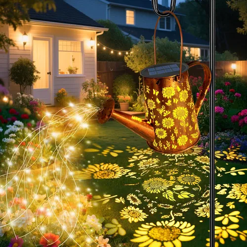Miniatura 12 de VOOKRY - Regadera solar con luces, linternas solares grandes para colgar al aire libre, impermeable, decoración de jardín para el patio, césped