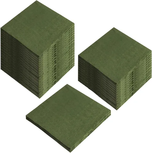 Miniatura 11 de 100 paquetes de servilletas de cóctel de 2 capas, servilletas de postre plegadas de 5 x 5 pulgadas, servilletas desechables para cena, boda, Verde