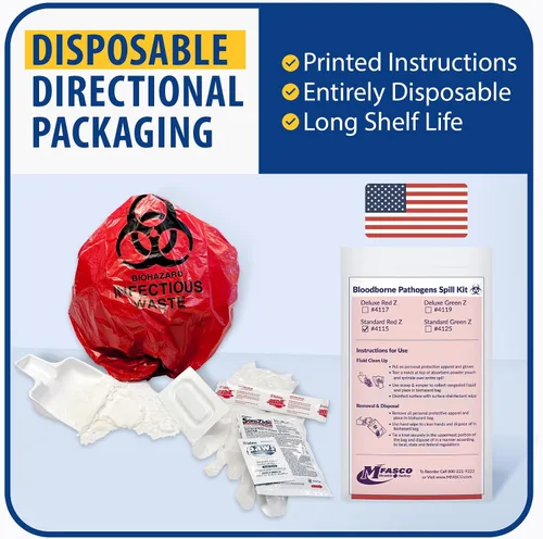 Miniatura 4 de MFASCO Kit de limpieza para vómitos y líquidos corporales – Kits de derrames de sangre, kit de derrames de líquidos corporales – Solución