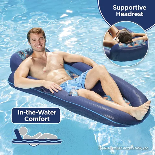 Miniatura 4 de Aqua Luxury Water Pool Lounge – Extra Large – Inflatable Pool Floats for Adults with Headrest, Backrest, Footrest & Cupholder – Multiple