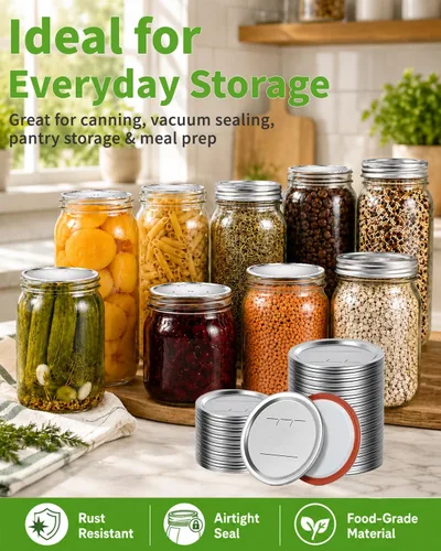 Miniatura 7 de 36 Pack Mason Jar Lids for Wide and Regular Mouth Jars, with Date Reminder Vacuum Seal Lids for Electric Mason Jar Vacuum Sealers