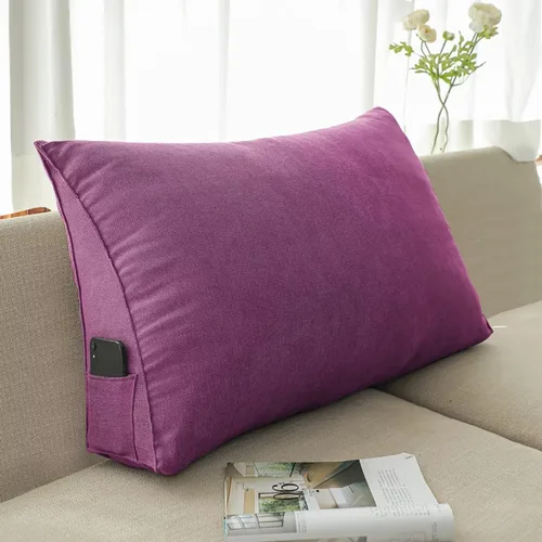 Miniatura 12 de Almohada triangular de cuña negra y gris para sentarse en la cama, cojín de cuña para respaldo, soporte lumbar de espalda, almohada tapizada