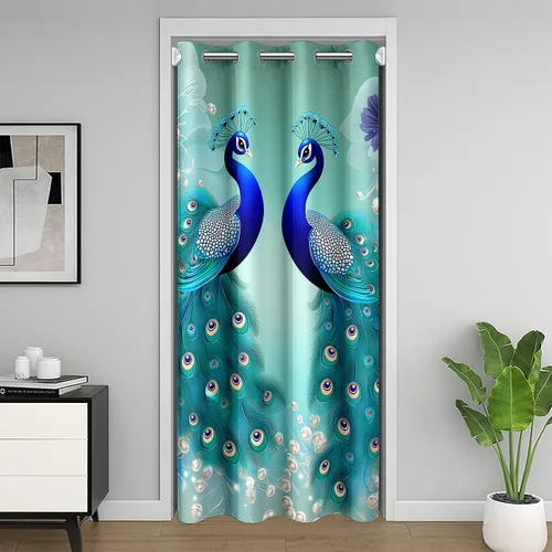 Miniatura 28 de Erosebridal Cortina de puerta de teñido anudado, cortina opaca bohemia, cortina exótica abstracta en espiral, elegante cortina hippie para puerta