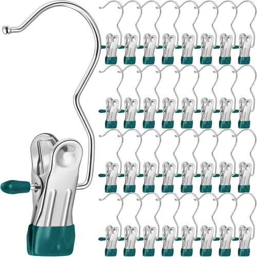 Miniatura 14 de 150 Piezas Ganchos Colgadores para Botas Clips Ganchos para Lavandería Colgadores de Acero Inoxidable Pinzas para Ropa Colgadores Portátiles