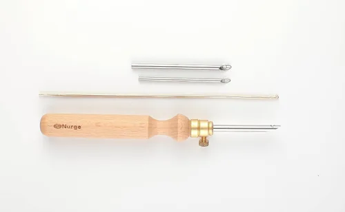 Miniatura 2 de Nurge Kit de agujas perforadoras de alta calidad, tubos de metal de 0.16 a 0.18 pulgadas y mango de madera para principiantes adultos, herramientas