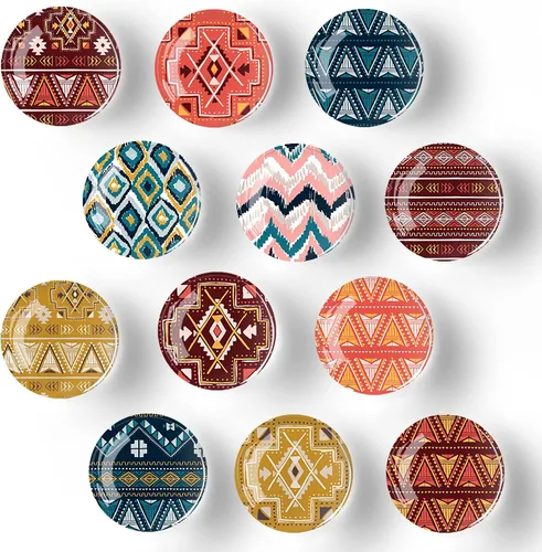12 piezas de imanes de nevera de vidrio con fuerte magnetismo, adhesivo para nevera, decoración de nevera de cristal de estilo bohemio para