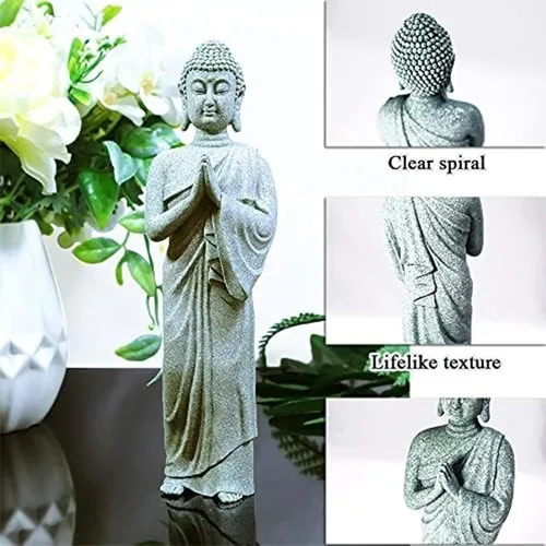 Miniatura 6 de Estatua de Buda para acuario, estatua de Buda de pecera, decoraciones de estatua de Buda de piedra arenisca natural, esculturas de Buda para pecera