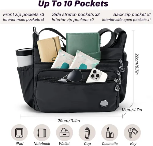 Miniatura 4 de Bolsos cruzados para mujeres, espaciosos con múltiples bolsillos, bolso de hombro para damas, cartera cruzada de moda tipo tote con asa superior