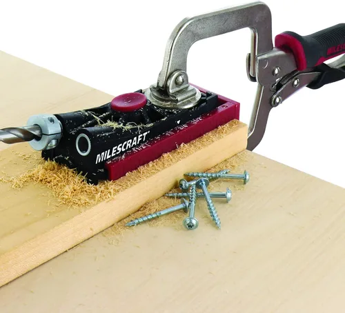 Miniatura 8 de Milescraft Pocket Jig 200XCJ - Juego de herramientas para carpintería con plantillas de agujero de bolsillo de doble cañón y cañón simple