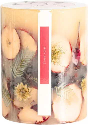 Miniatura 2 de Rosy Rings Vela botánica redonda mediana – Manzana picante de 6.5 pulgadas, tiempo de combustión, 200 horas, notas de cardamomo, canela, clavo
