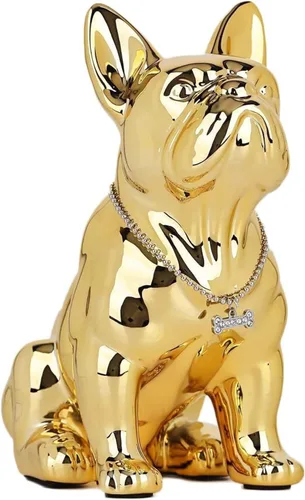 Miniatura 10 de Estatua negra de bulldog francés, estatua de pug sentado de resina, escultura de bulldog inglés para decoración del hogar, decoración de escritorio