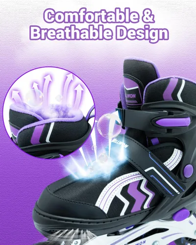 Miniatura 4 de Patines en línea para niños y niñas de 6 a 12 años, patines ajustables para principiantes con ruedas iluminadas para niños, jóvenes y adolescentes
