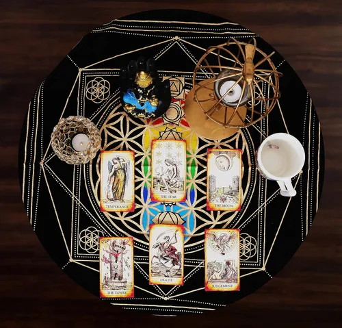 Miniatura 3 de Indian Consigners 7 Chakra Alter Cloth Hexa cubierta de altar cubierta de tarot propagación de brujería (17.7 x 17.7 in)