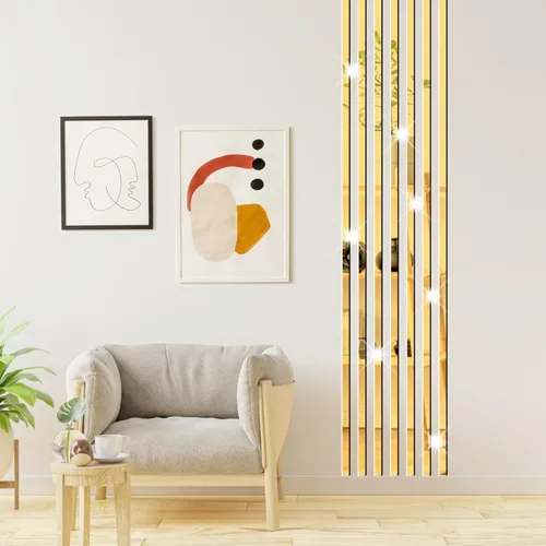 Miniatura 11 de Calcomanías de pared de espejo acrílico, espejo a rayas 3D para sala de estar, calcomanías de pared de línea extraíble, calcomanías de pared
