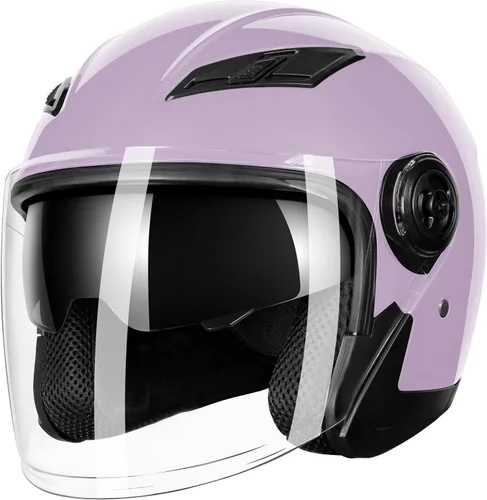 Miniatura 12 de Casco de motocicleta abierto para adultos 3/4, con doble visera, para moto, scooter, ebike, ciclomotor, para hombres y mujeres, aprobado por el DOT