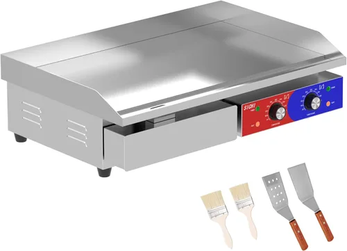 Miniatura 9 de Plancha eléctrica comercial de 18 pulgadas, plancha eléctrica de hierro fundido con material de acero inoxidable y antiadherente, plancha comercial