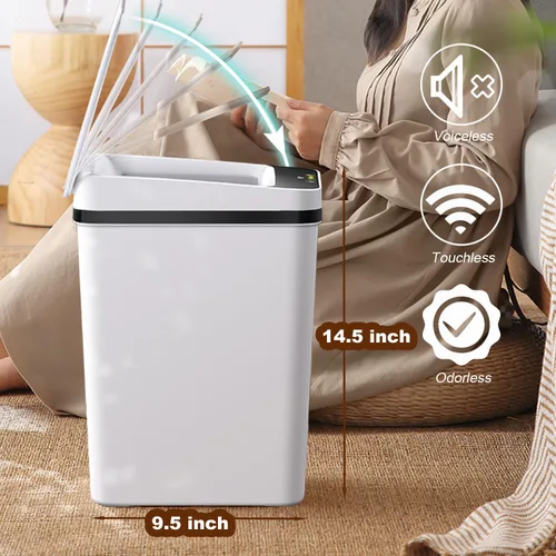 Miniatura 5 de Yatmung Cubo de Basura Delgado Automático Sin Contacto - Cubo de Basura Automático de 4 Galones con Sensor de Movimiento para Baño - Eléctrico