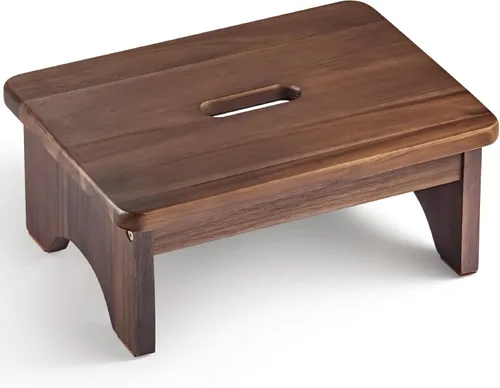 Miniatura 7 de FANATU Taburete de Madera de Un Escalón, Taburete de Un Escalón para Adultos, Taburete de Madera para Cabecera con Capacidad de 550 libras, Diseño