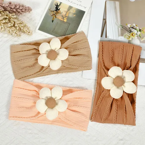 Miniatura 5 de MIUXUESO 3 Piezas Diademas de Flores para Bebé Diademas de Nylon para Niñas Bebé Diademas Suaves Accesorios para el Cabello para Recién Nacidos