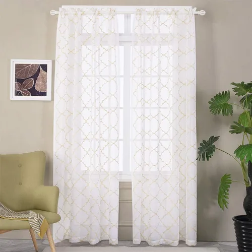 Miniatura 9 de Cortinas traslúcidas blancas de 84 pulgadas de largo, cortinas traslúcidas con bolsillo para barra para sala de estar, dormitorio, 2 paneles, 52x84