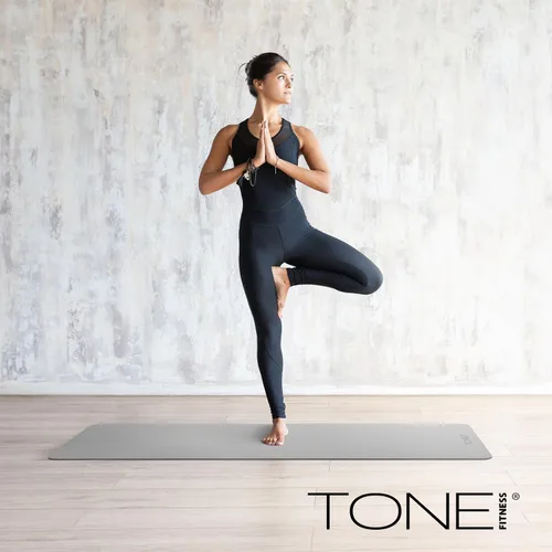 Miniatura 6 de TONE Fitness Esterilla de yoga antideslizante de 1/4 pulgadas de grosor para ejercicios y pilates para entrenamientos en casa con correa