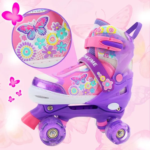 Miniatura 4 de Patines en línea ajustables para niñas y mujeres, todas las 8 ruedas de los patines de niña brillan, iluminación segura y divertida para niños