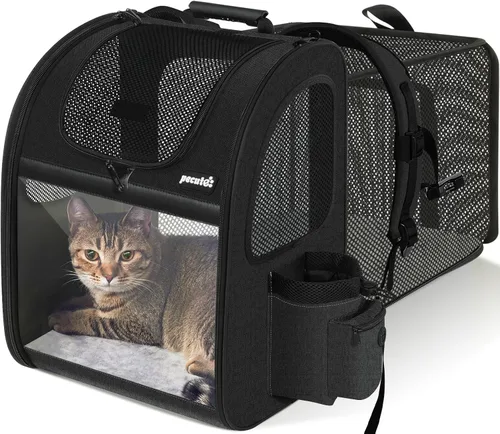 Pecute - Mochila para mascotas, extensible con malla transpirable para perros pequeños, gatos, mochila para mascotas, para senderismo, viajes,