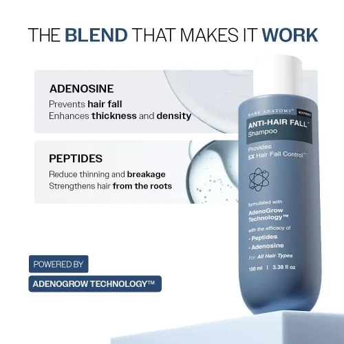 Miniatura 6 de Bare Anatomy Champú anticaídas Proporciona 5 veces control de caída del cabello pH 4.6 Adenosina y péptidos Fortalece las raíces débiles