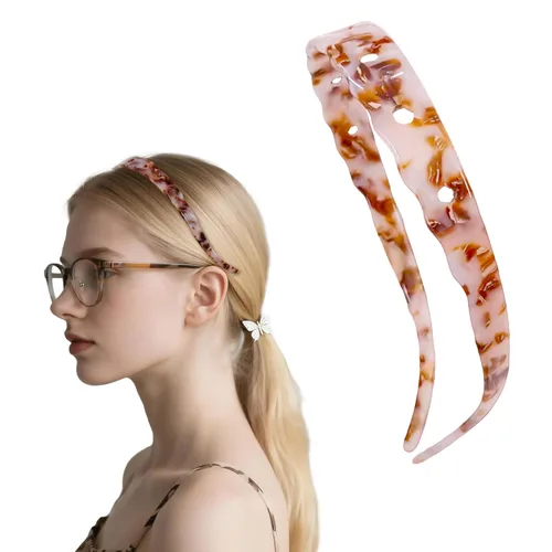 Miniatura 10 de Diademas de acetato para mujer - Diademas delgadas antideslizantes con dientes, diseño amigable con gafas, accesorios para el cabello estilo 90s