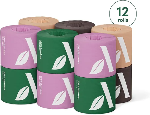Miniatura 7 de Amazon Aware 100% papel higiénico de bambú de 3 capas, sin perfume, 12 rollos, 350 hojas por rollo, total 4200 hojas, sin plástico