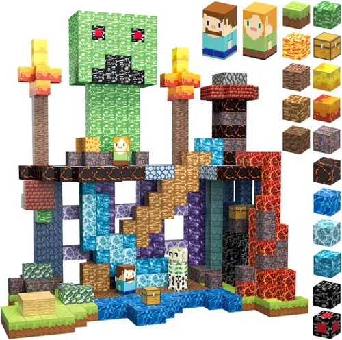 Miniatura 7 de AIDYVOI Juego de 200 Piezas de Juguetes de Construcción con Bloques Magnéticos, Cubos Magnéticos que se Iluminan, Bloques de Construcción Magnéticos