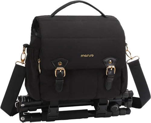 MOSISO Bolsa pequeña para fotógrafos, bolsa de hombro para cámara DSLR/SLR, bolsa de hombro acolchada con solapa cruzada para fotografía para mujer