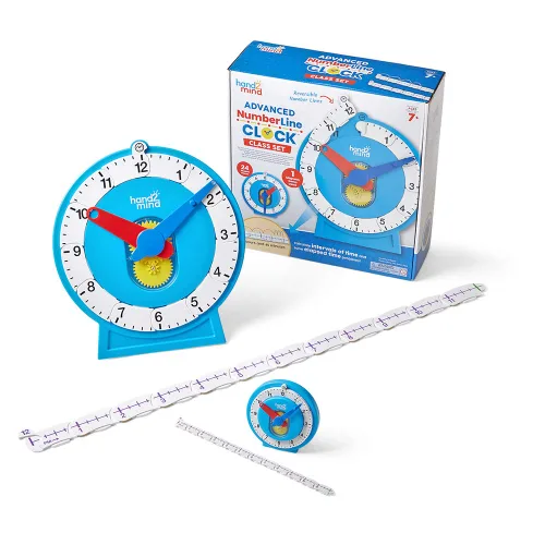 Miniatura 11 de hand2mind - Reloj numérico avanzado para aprender a decir la hora, reloj analógico para el aprendizaje de los niños, línea numérica para niños