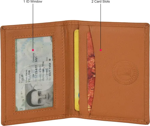 Miniatura 21 de Leatherboss - Cartera delgada y plegable de piel auténtica Soporte para tarjeta de crédito, débito, identificación Compacta y elegante